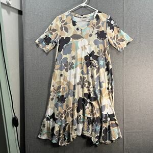 LOGO by Lori Goldstein Regular Rayon 230 Elbow Sleeve Dress Neutral Floral XS